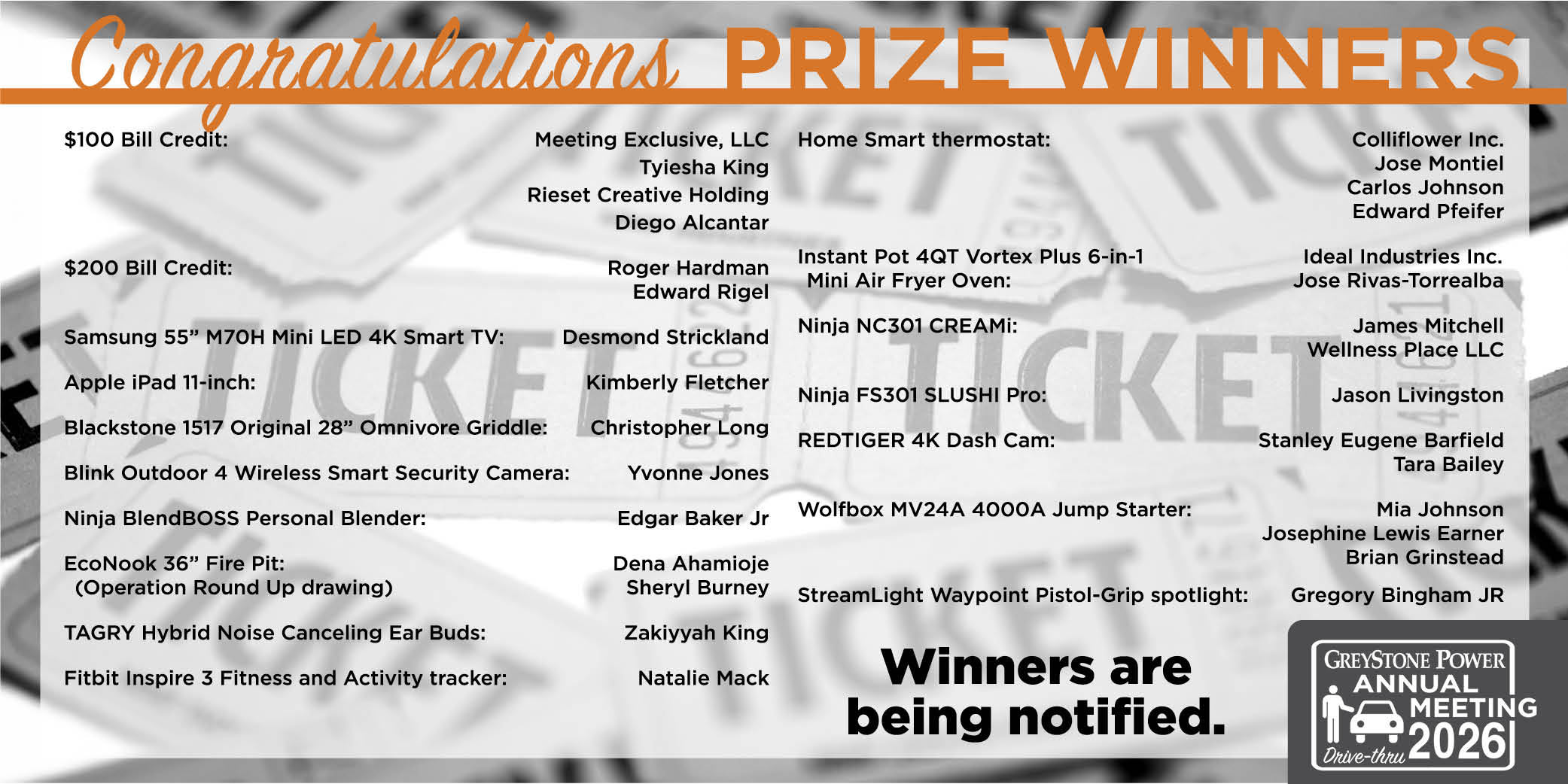 door prize winners