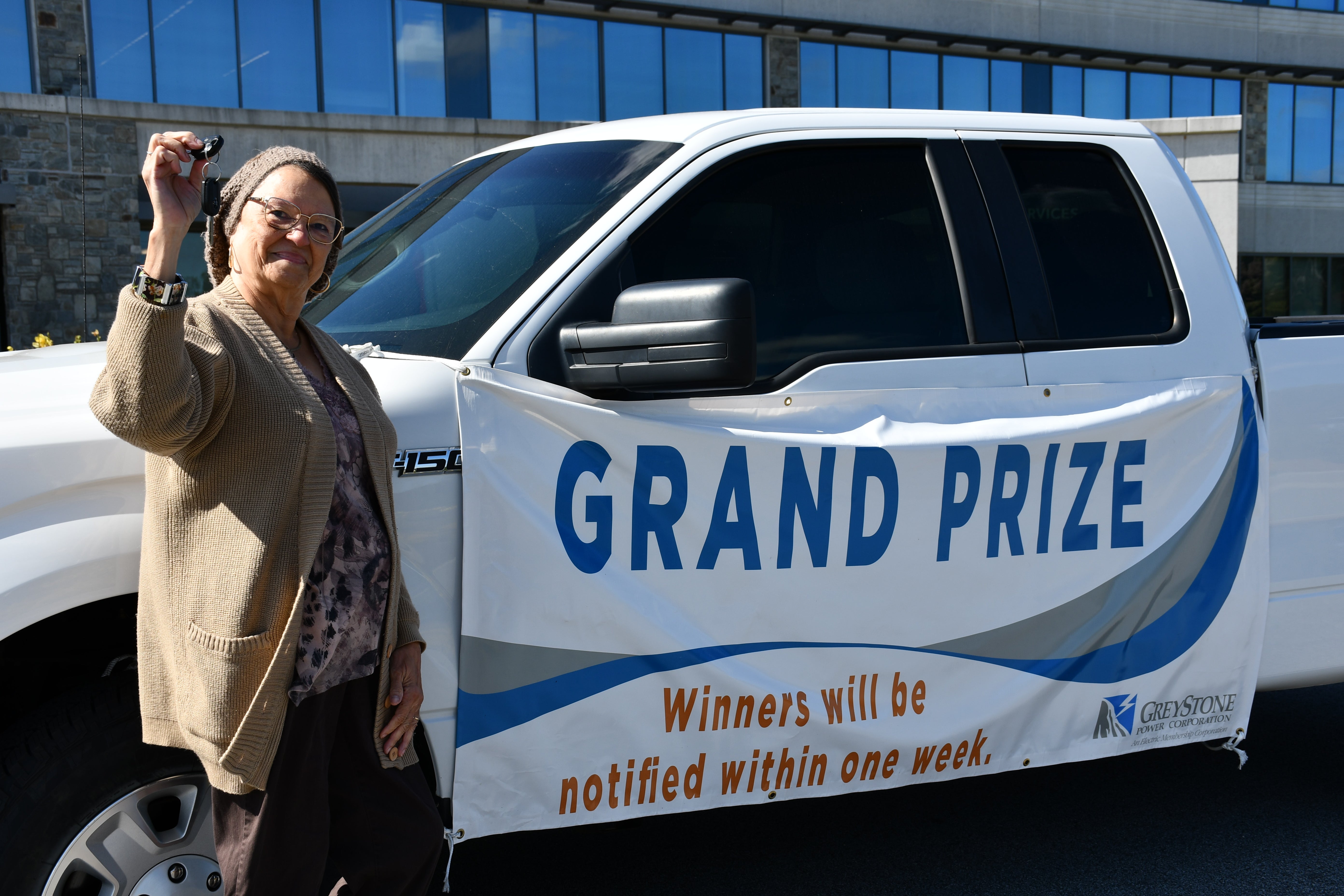 Member Gloria Jean Lockett was the winner of 2024’s grand-prize giveaway, a truck retired from the GreyStone fleet.